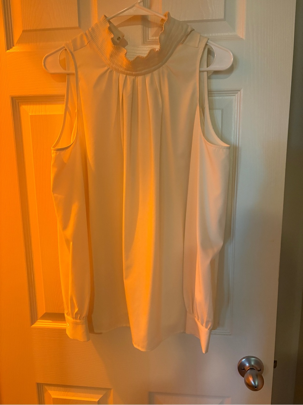 Element Cream Mock Neck Cold-Shoulder Blouse